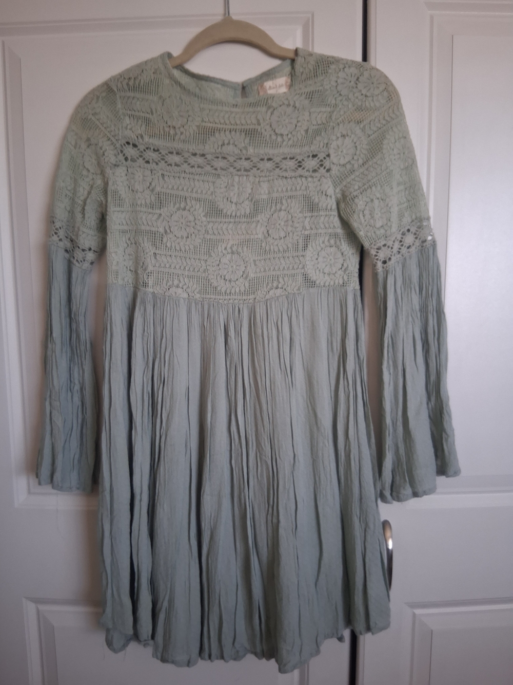 Altar'd State Sage Crochet Bodice Mini Dress